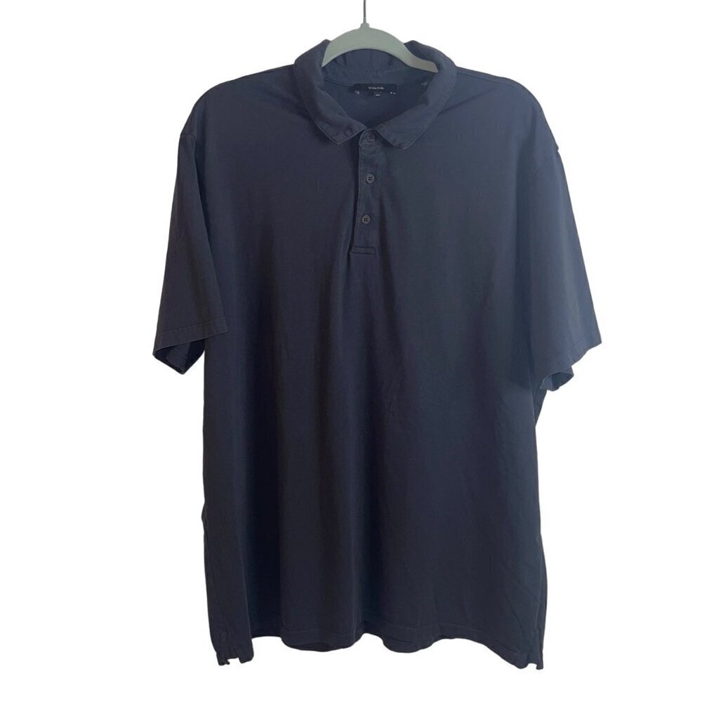 Vince Mens Polo Shirt Size 2XL Gray Garment Dyed Short Sleeve Pure Cotton